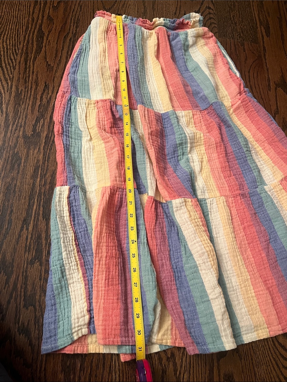 Marine Layer Corinne Pastel Rainbow Tiered Cotton Gauze Maxi Skirt - Picture 7 of 8